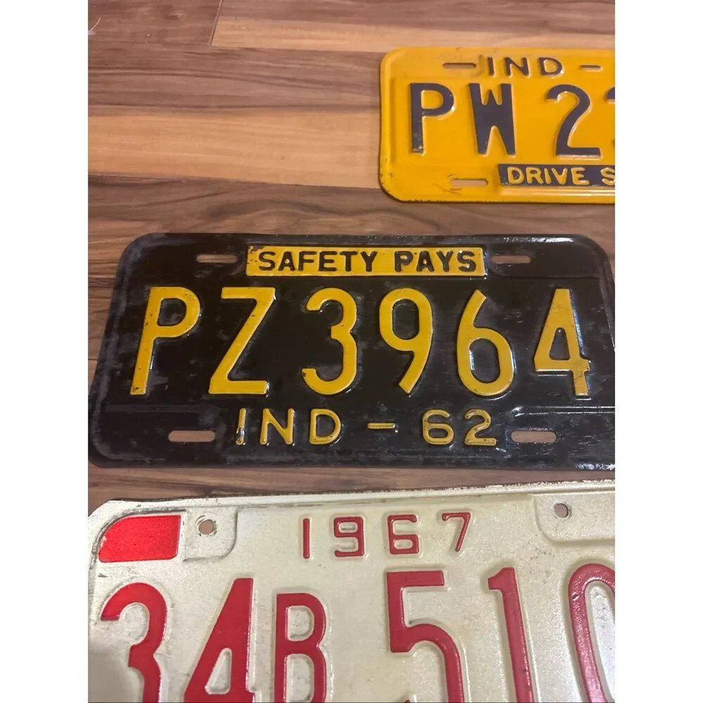 Lot of 11 Vintage Indiana License Plates 1957 1959 1962 1967 1968 1970 1972